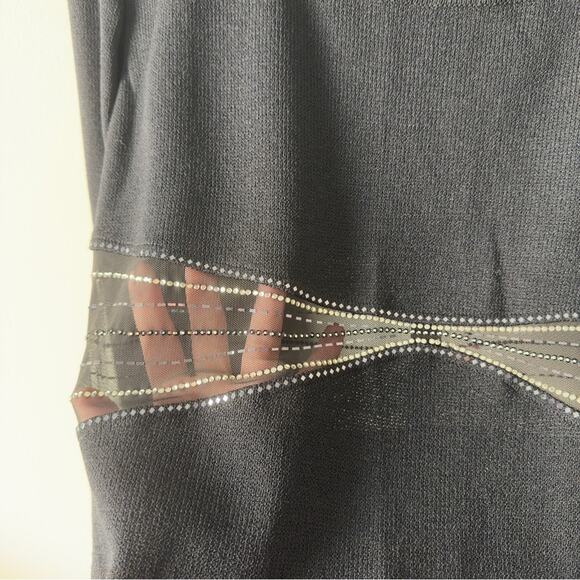 St. John Sheer Embellished Waist Evening Dress Long Sleeve Sparkly Rhinestones - Picture 4 of 15